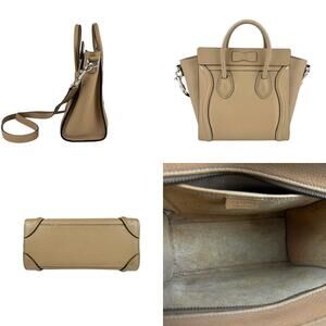 Celine Crossbody Shopper Luggage Greige Shoulder Gray Leather Bag Silver